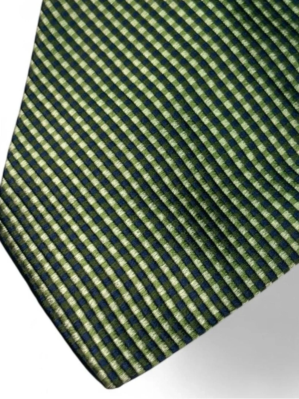 Brooks Brothers SILK Preppy Navy Green Gold Check Tie Made in USA 58” EUC